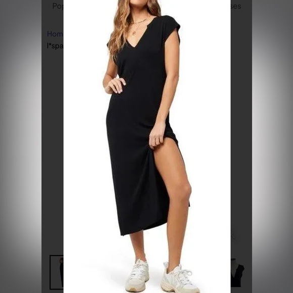 NWT L Space Robyn Black Notch Neck T-Shirt Dress, Cover Up - size Small - Picture 2 of 5